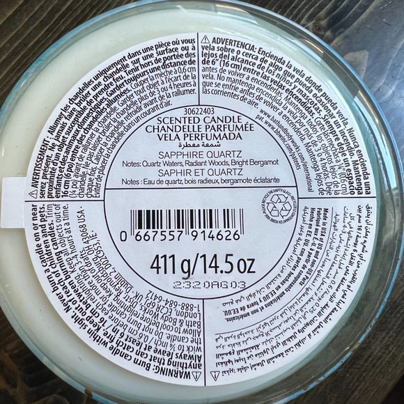 Sapphire Quartz 3 Wick Candle - Picture 2 of 3